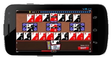 A screenshot of the Megastars Tri Peaks Solitaire game - for Android and the Web