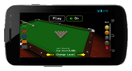 A screenshot of the Aim-n-Aider Pool game